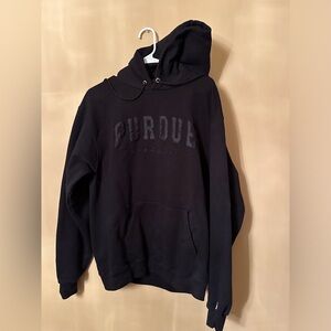 All-Black Purdue University hoodie, casual and streetwear style